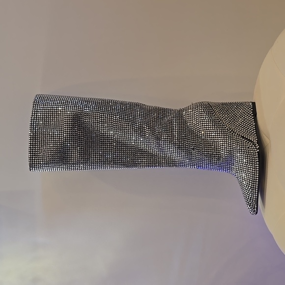 Gianna Bini Wedge Heel Rhinestone Knee High Silver BOOTS Disco Ball Cinderella - Picture 6 of 7